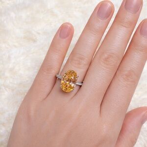 6CT Rare Padparadscha Pink-Orange Engagement Ring S925 Silver Adjustable Ring